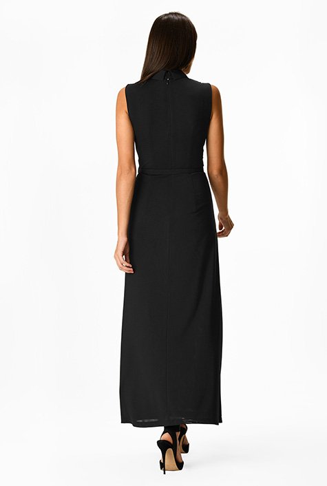 Mesh Ruched Front Maxi Dress