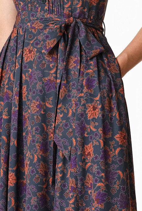 Shop Pleat Front Floral Print Matte Crepe Dress Eshakti