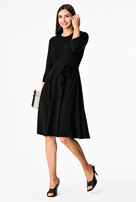 Shop Fit-and-flare sweater dress eShakti