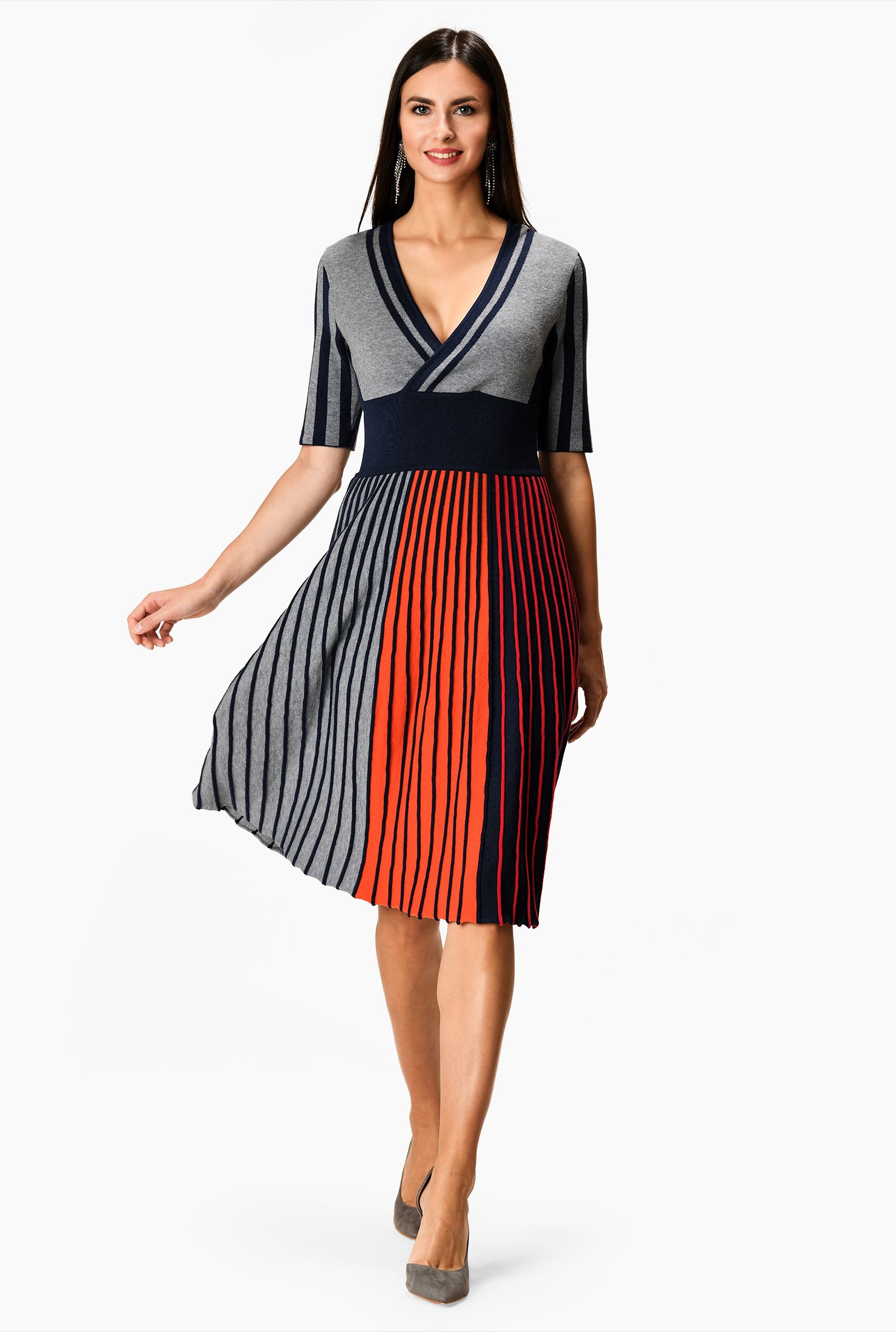 dress with contrasting rib trim