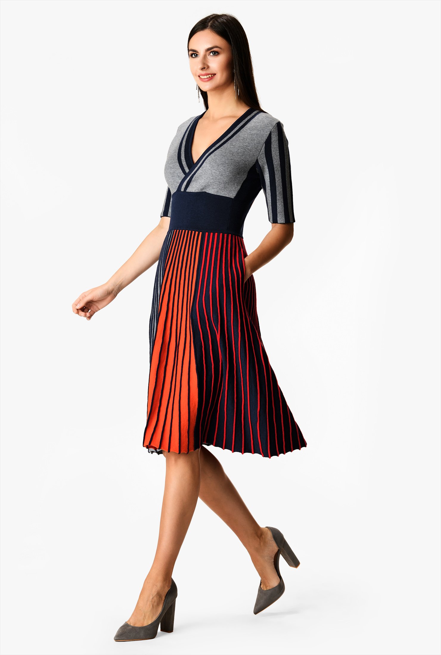 dress with contrasting rib trim