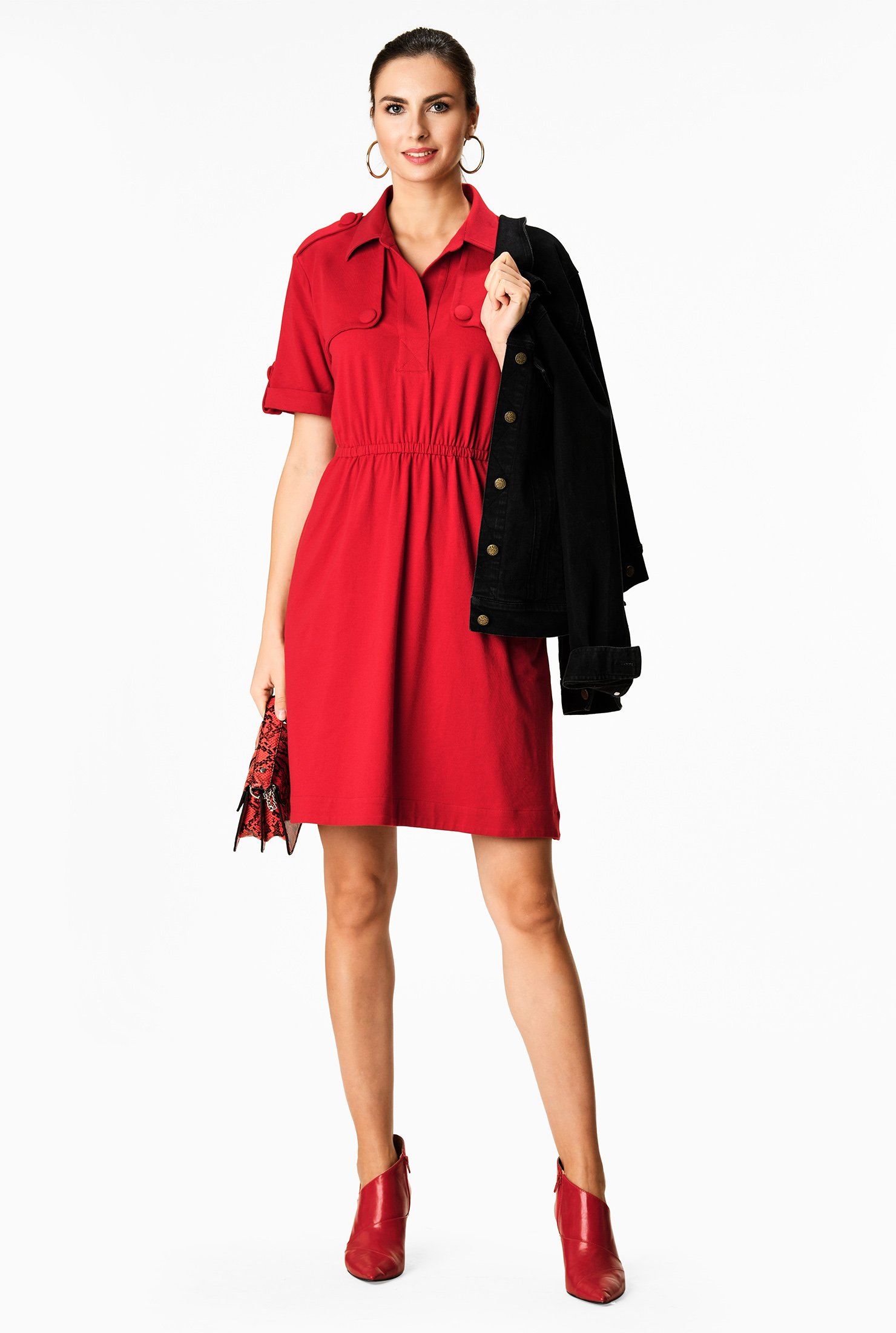 Shop Utility style cotton knit shirtdress | eShakti