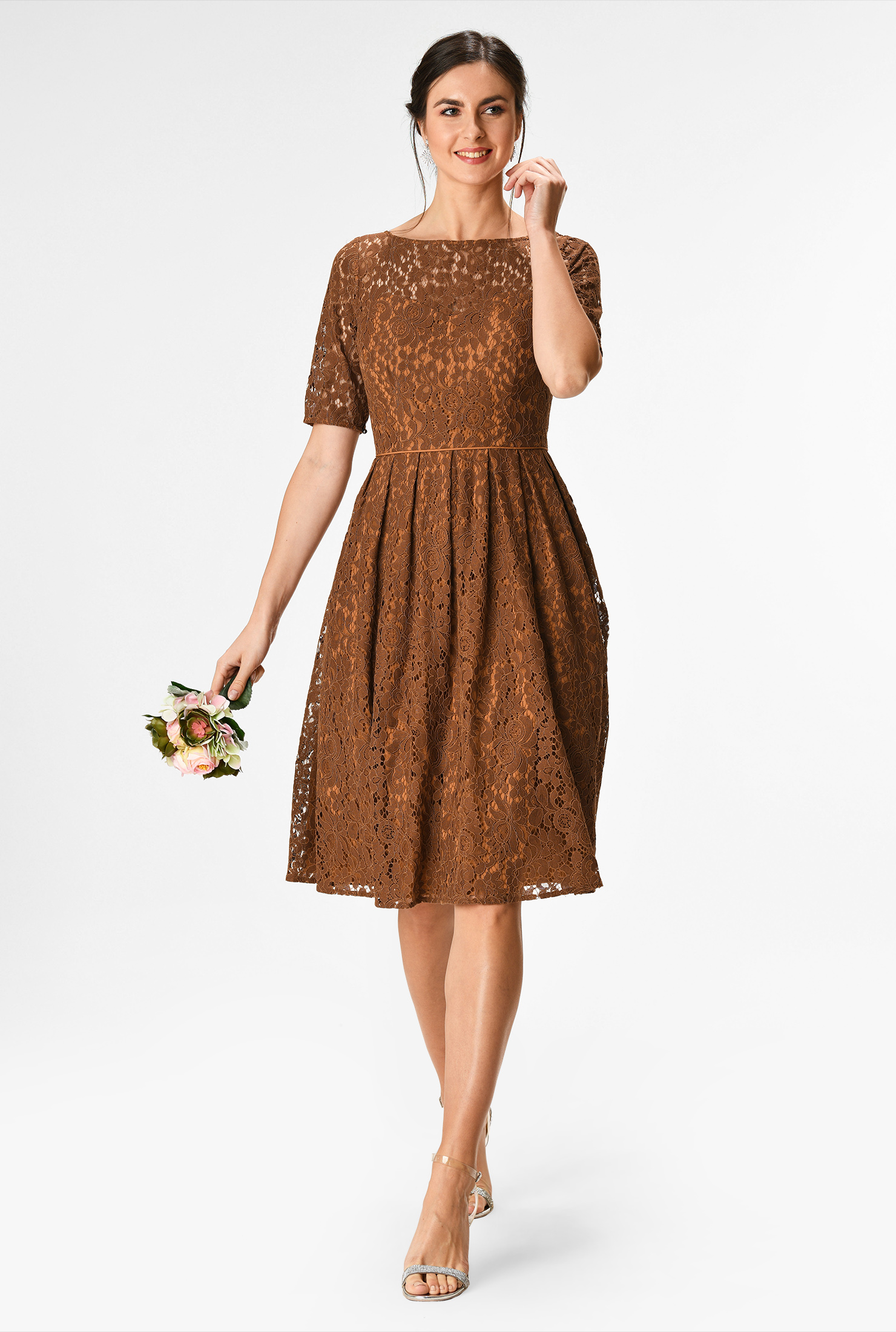 floral lace fit and flare dress