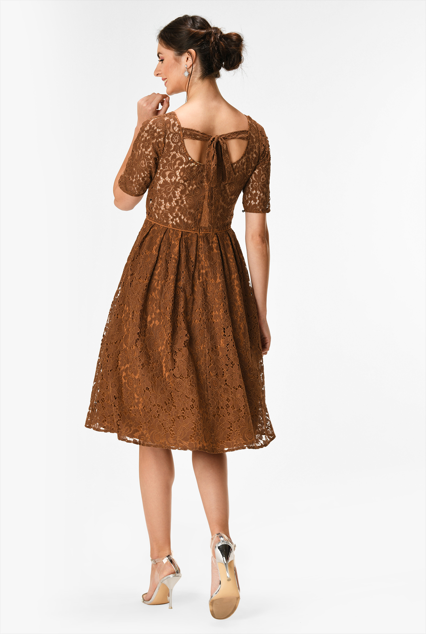 floral lace fit and flare dress