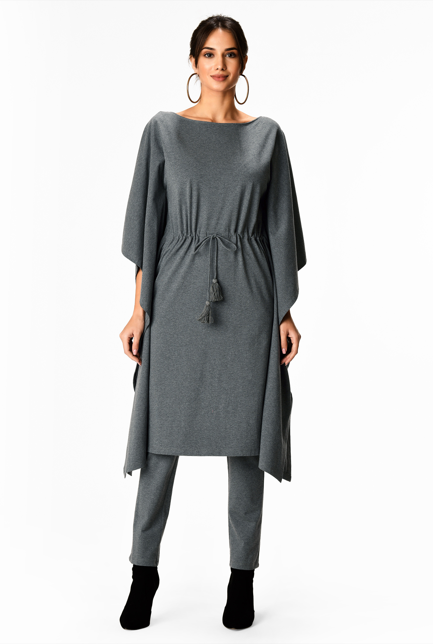 Shop Cotton knit short kaftan and pants set eShakti