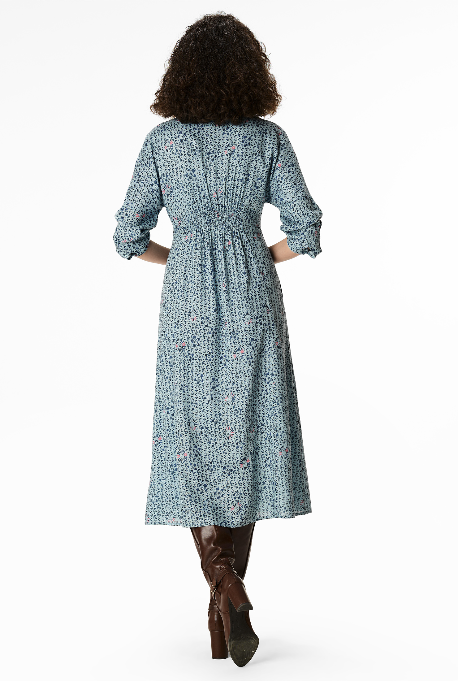 Shop Graphic print elastic waist dress eShakti