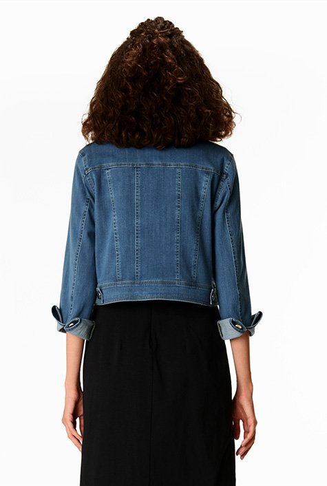 Medium wash stretch denim jacket