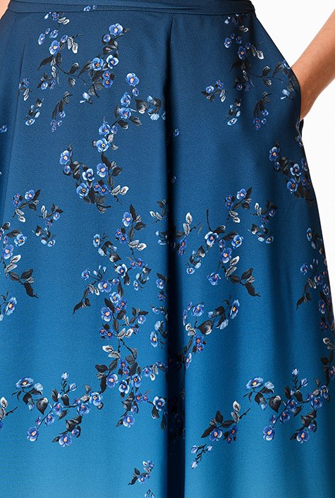Shop Ombre floral print pleated crepe dress | eShakti