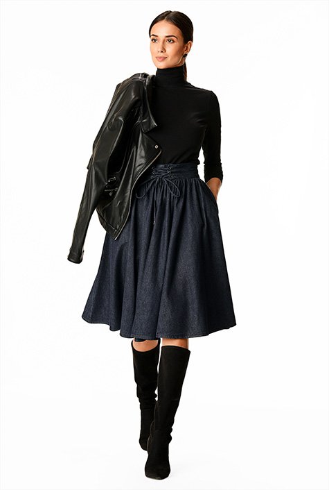 素晴らしい価格 【acka】original lace up skirt ロングスカート 