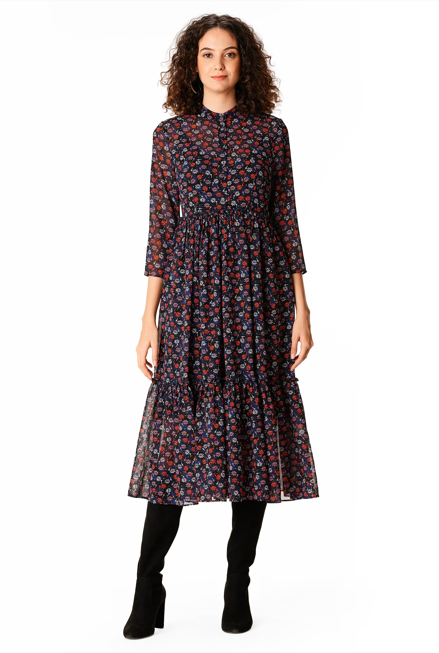 print georgette shirtdress