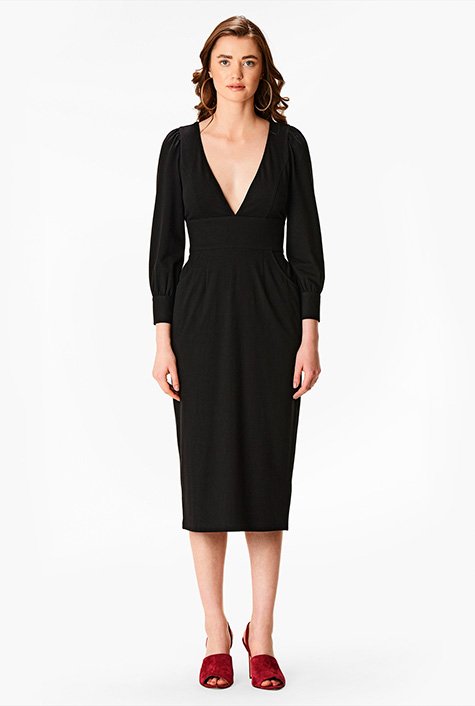 Shop Plunge cotton knit sheath dress | eShakti