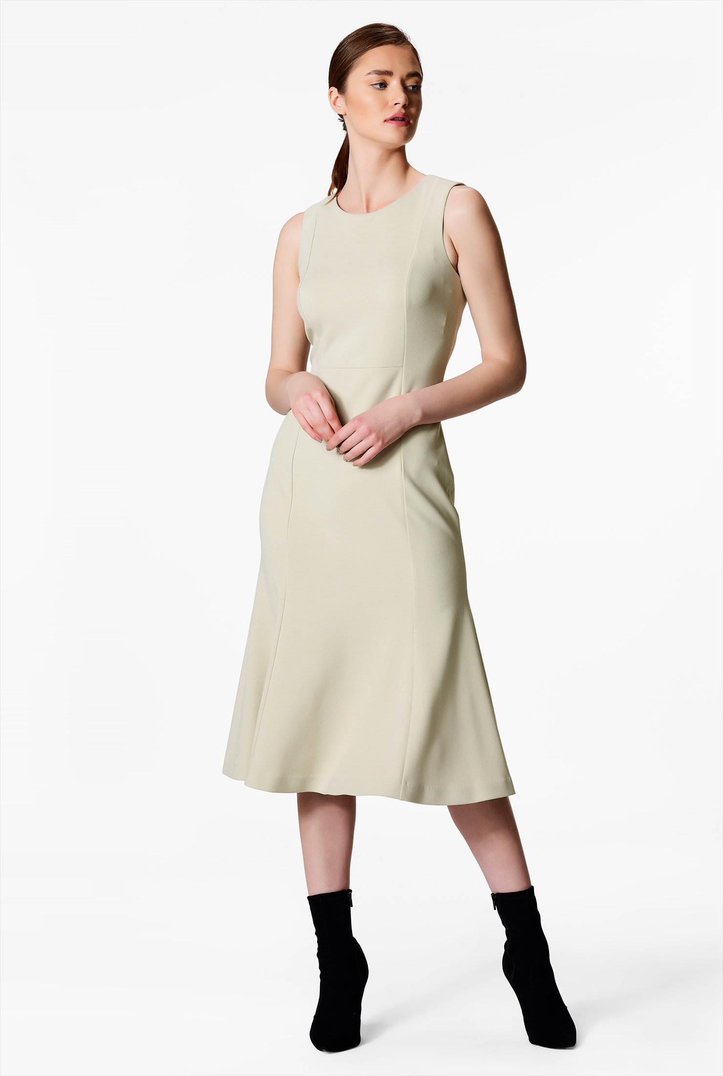 Shop Flared Hem Crepe Knit Dress | EShakti