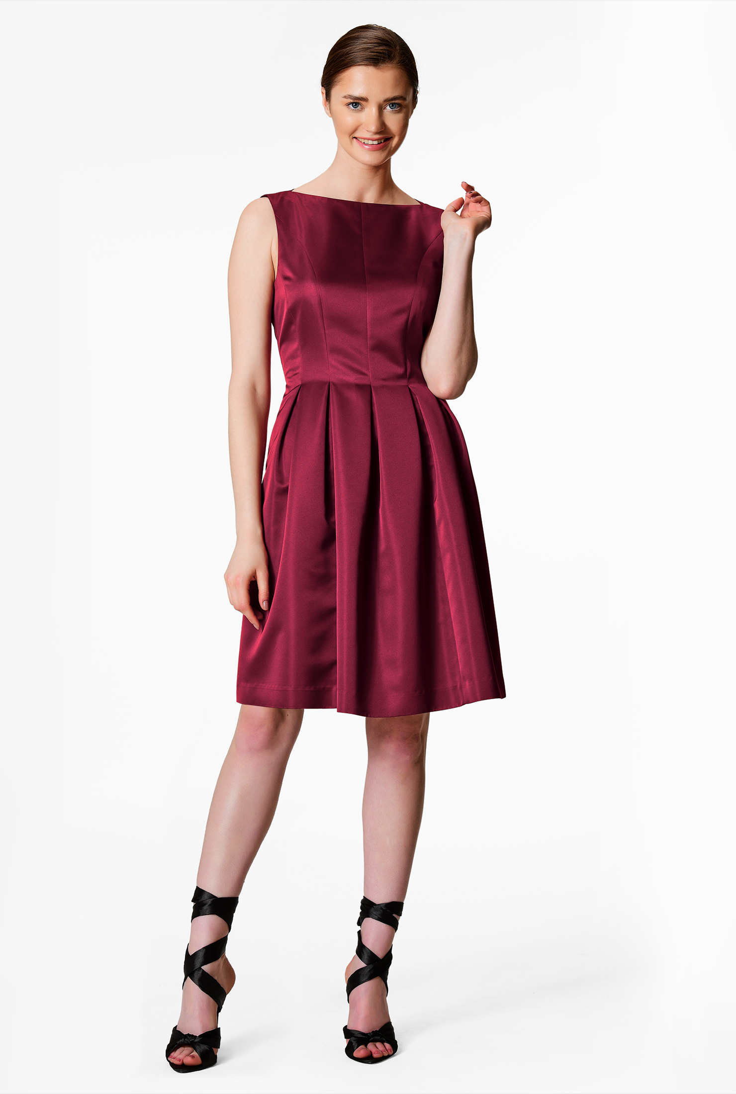 Shop Satin taffeta release pleat dress eShakti
