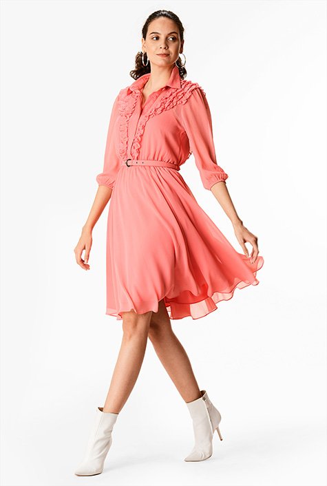 Chiffon belted clearance dress