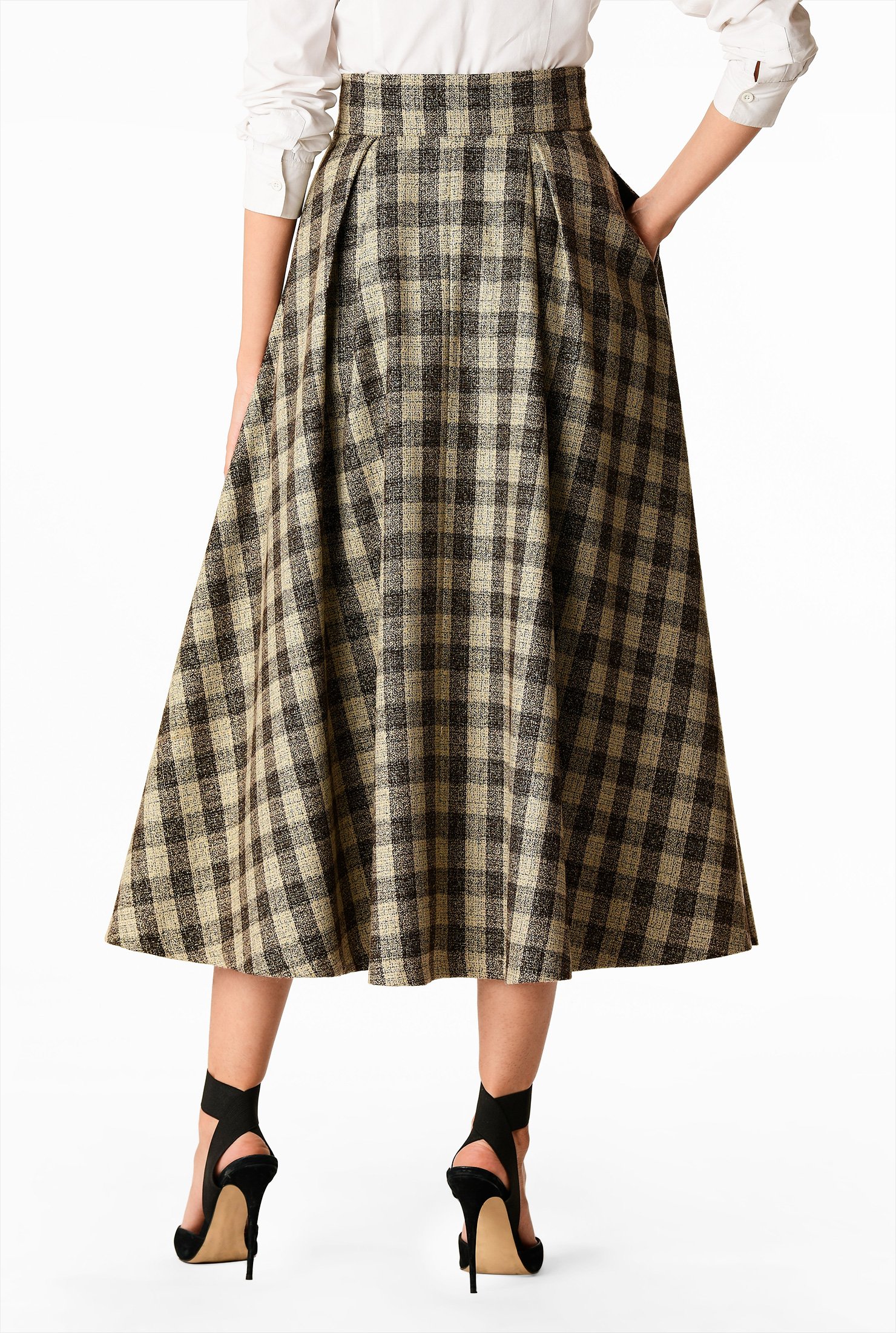 Shop Wool blend plaid full skirt | eShakti