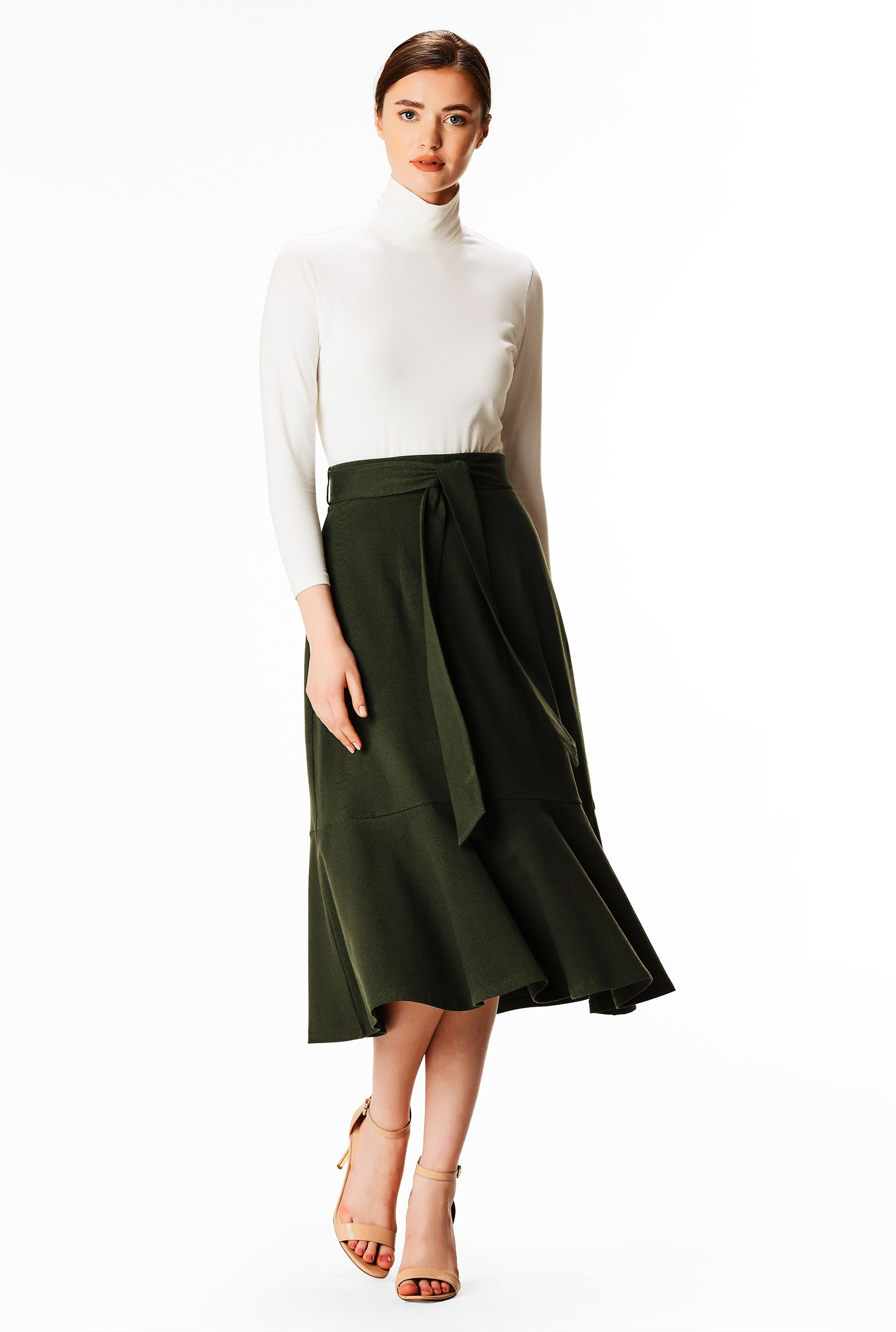 Shop Ruffle flounce cotton knit skirt | eShakti