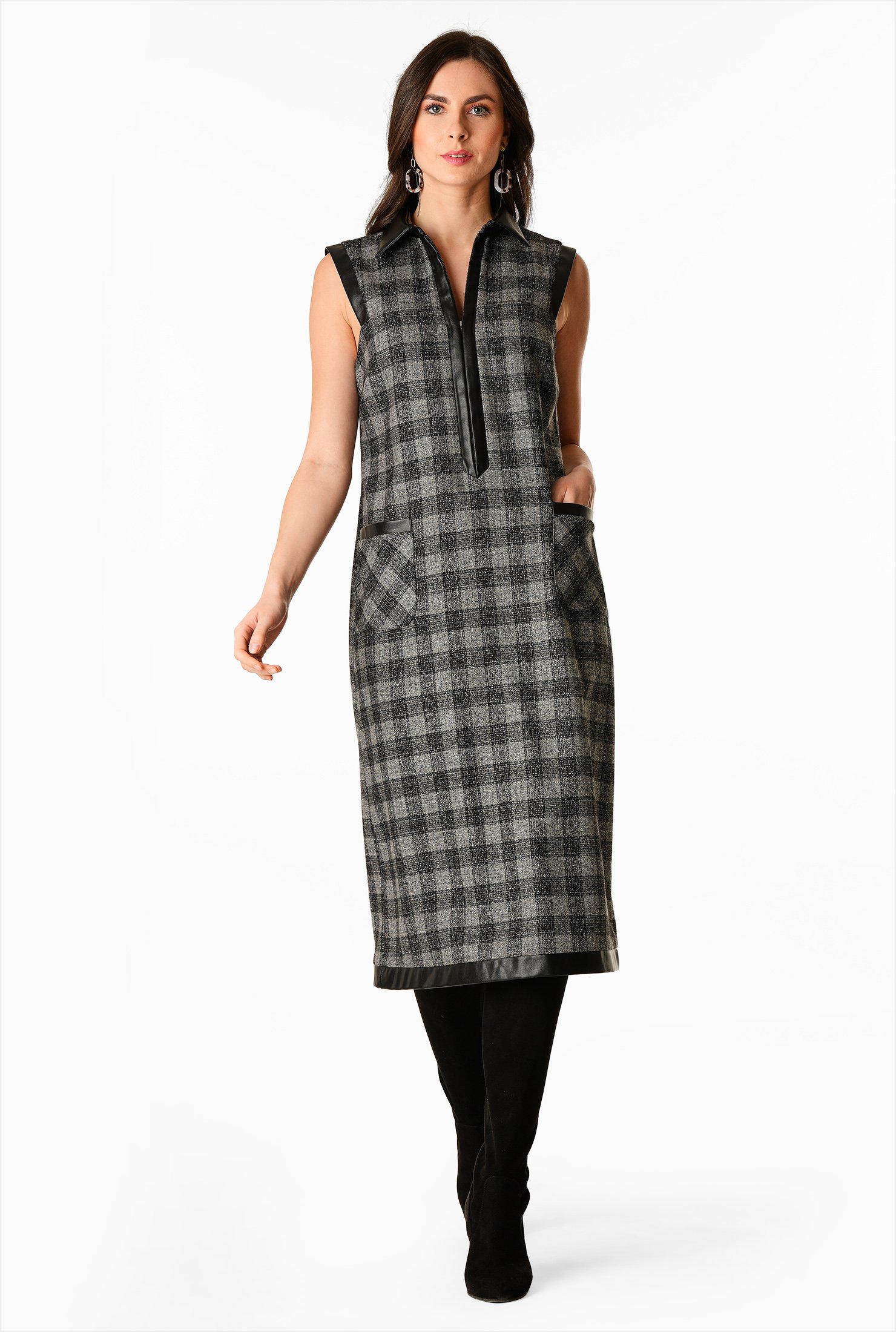 plaid shift dress