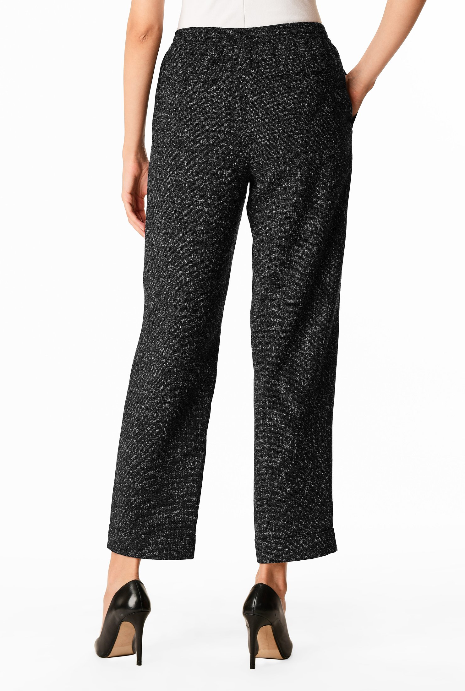 Shop Drawstring waist textured cross-hatch suiting pants | eShakti
