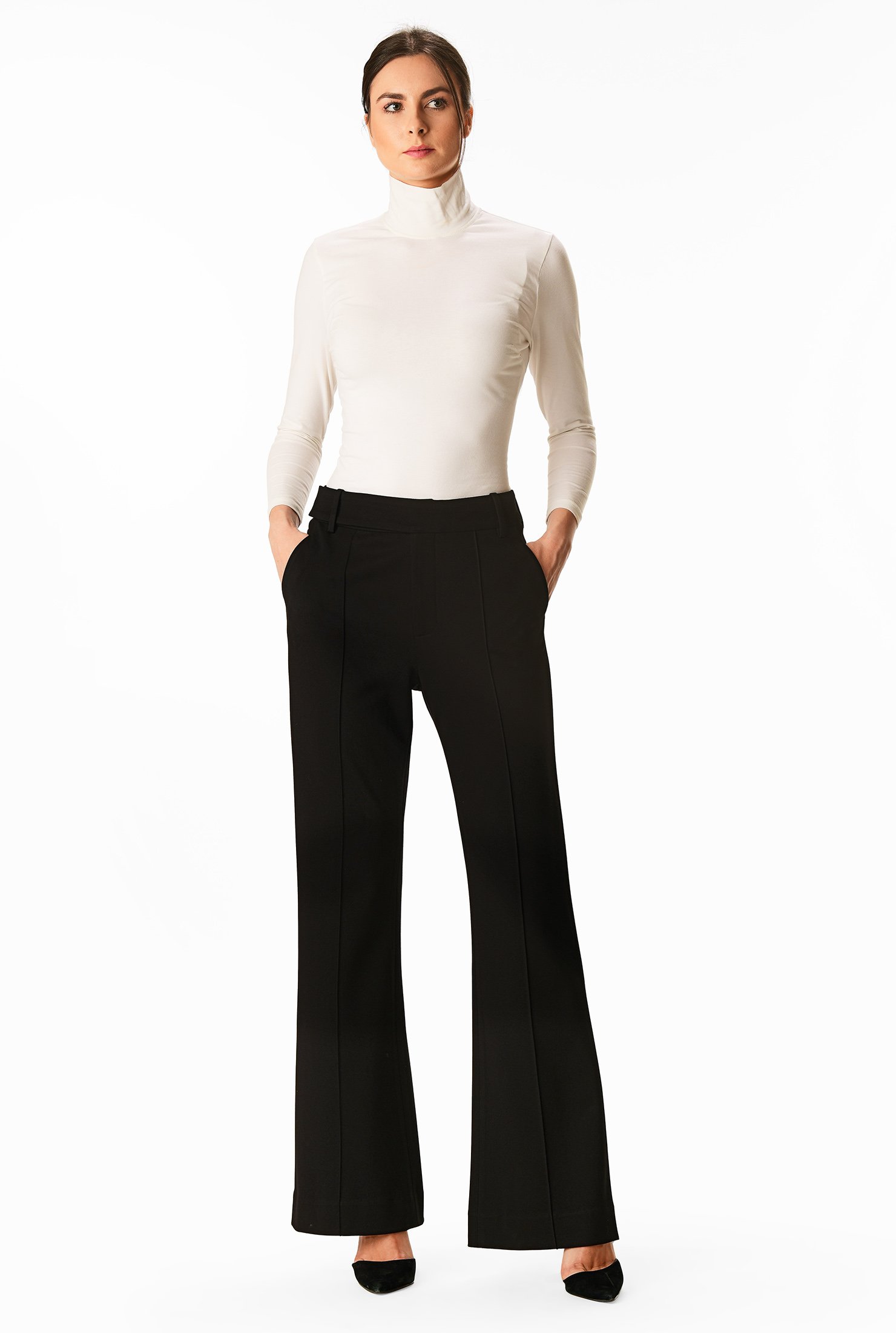 wide leg ponte knit pants