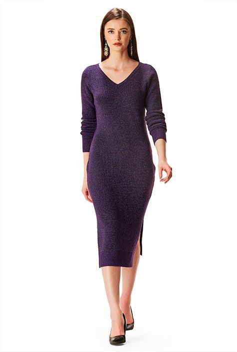 Shop Shimmer rib knit sheath sweater dress eShakti