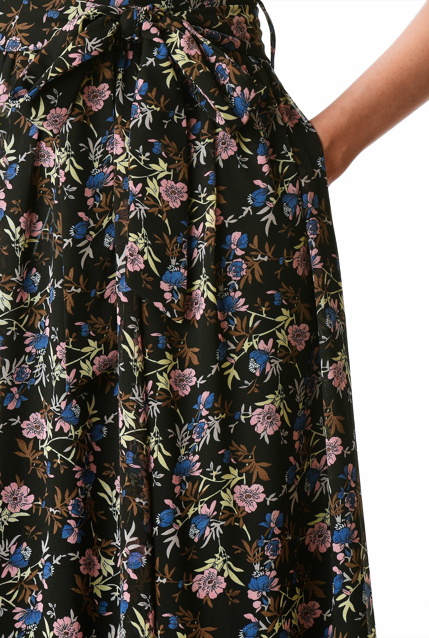 Shop Illusion yoke floral print georgette dress | eShakti