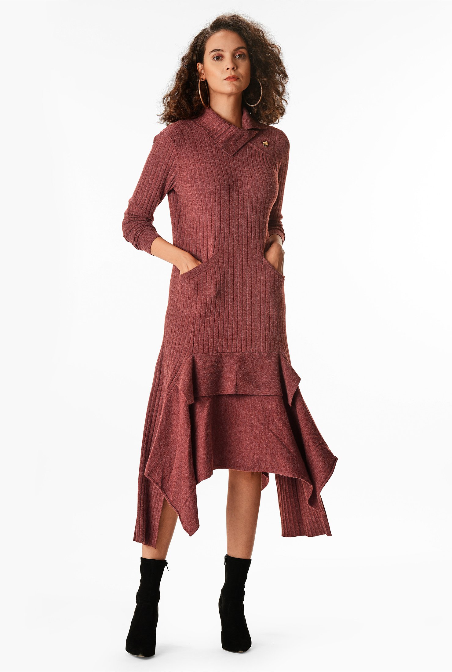 asymmetrical ribbed sweater dress