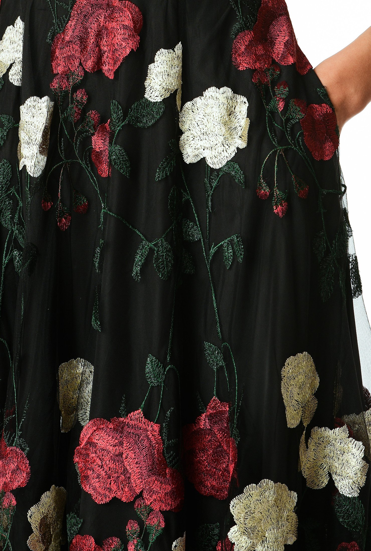 Shop Floral embroidery sheer mesh dress | eShakti