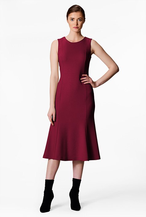 Shop Flared hem crepe knit dress | eShakti