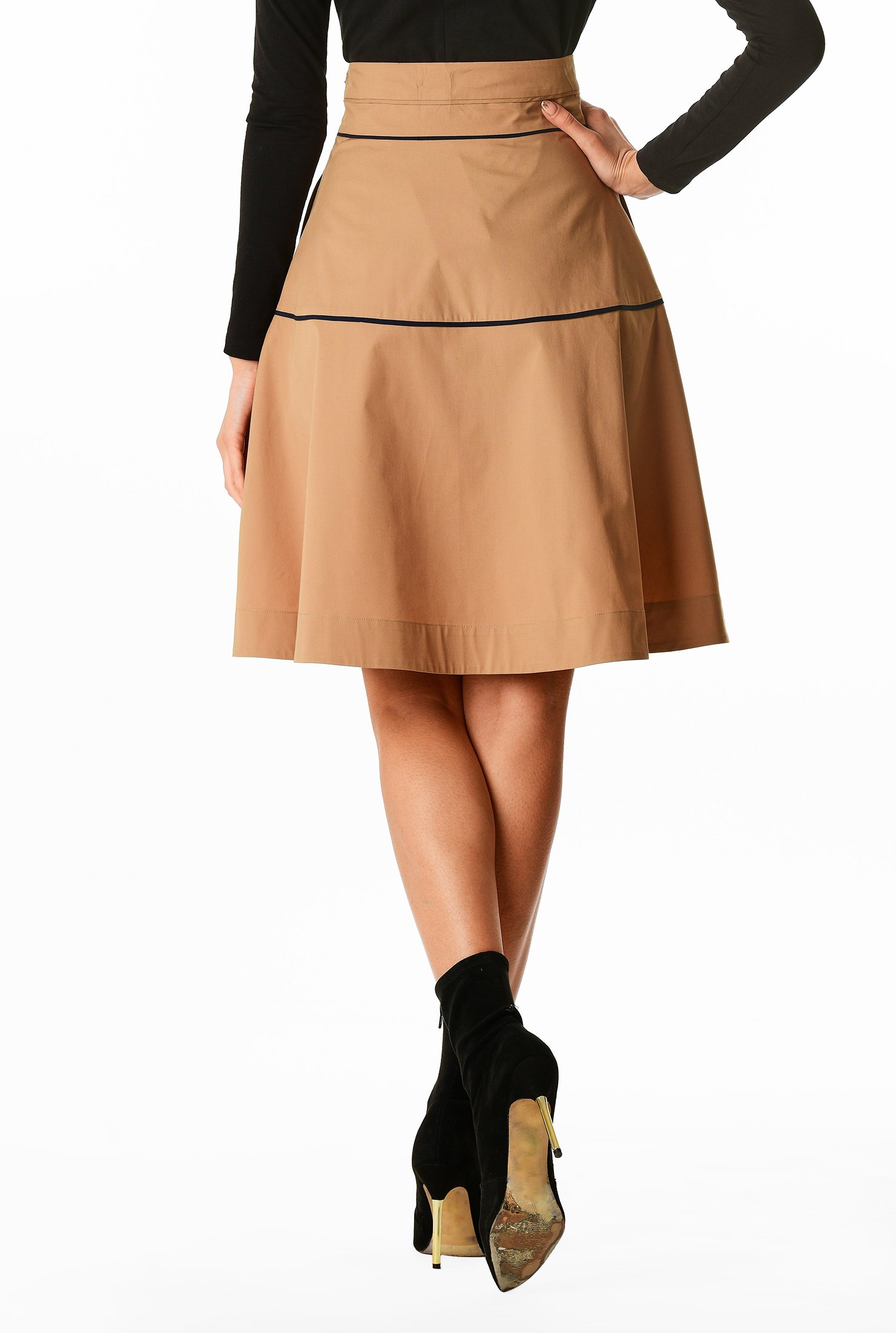 Shop Cotton poplin tipped trim skirt | eShakti