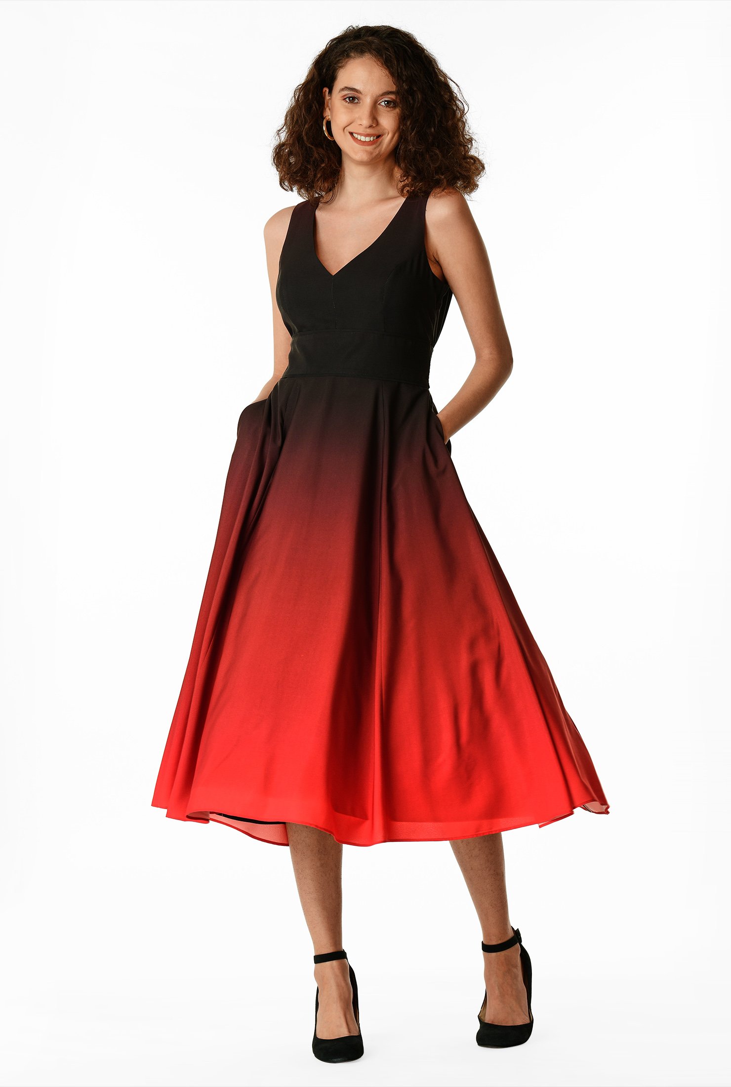 red to black ombre dress