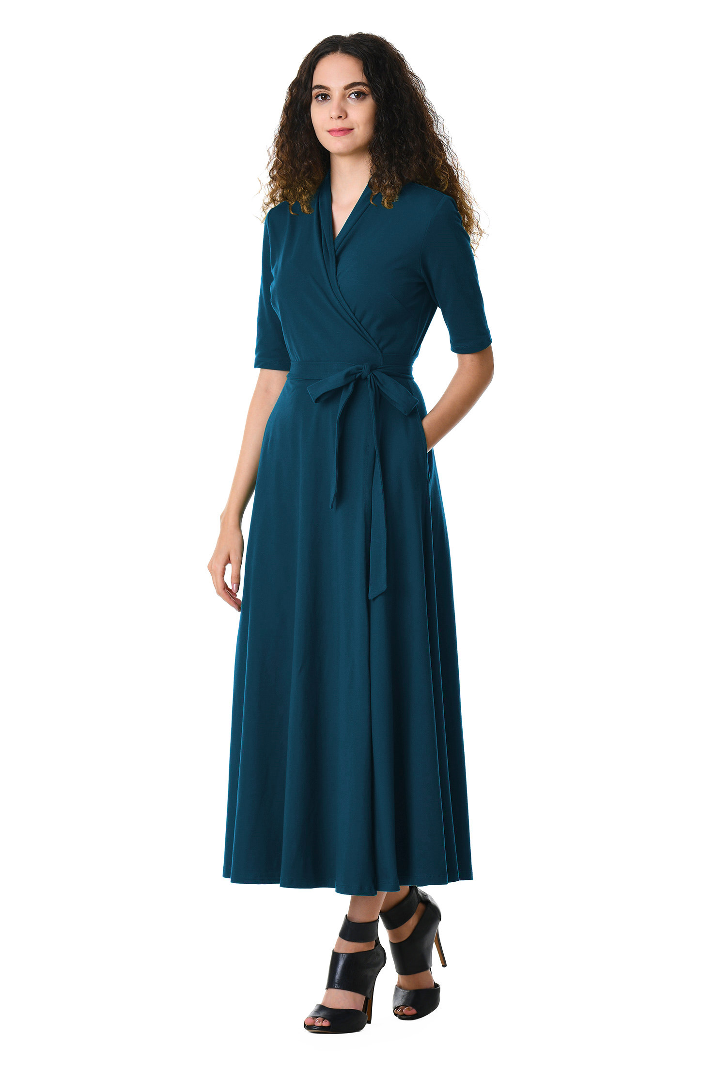 cotton wrap dress midi