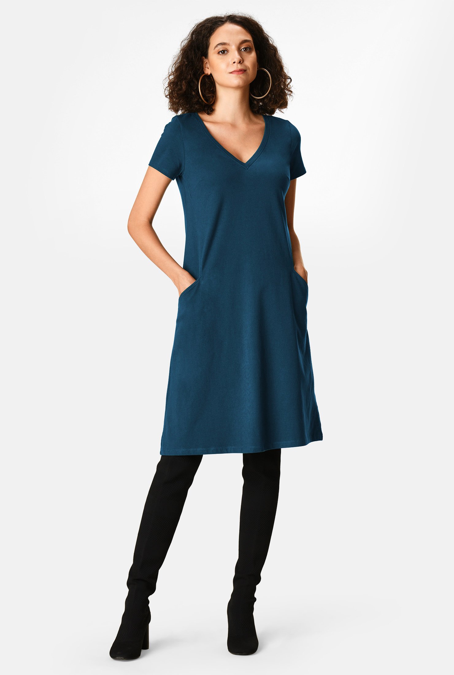 Shop Cotton knit shift dress | eShakti