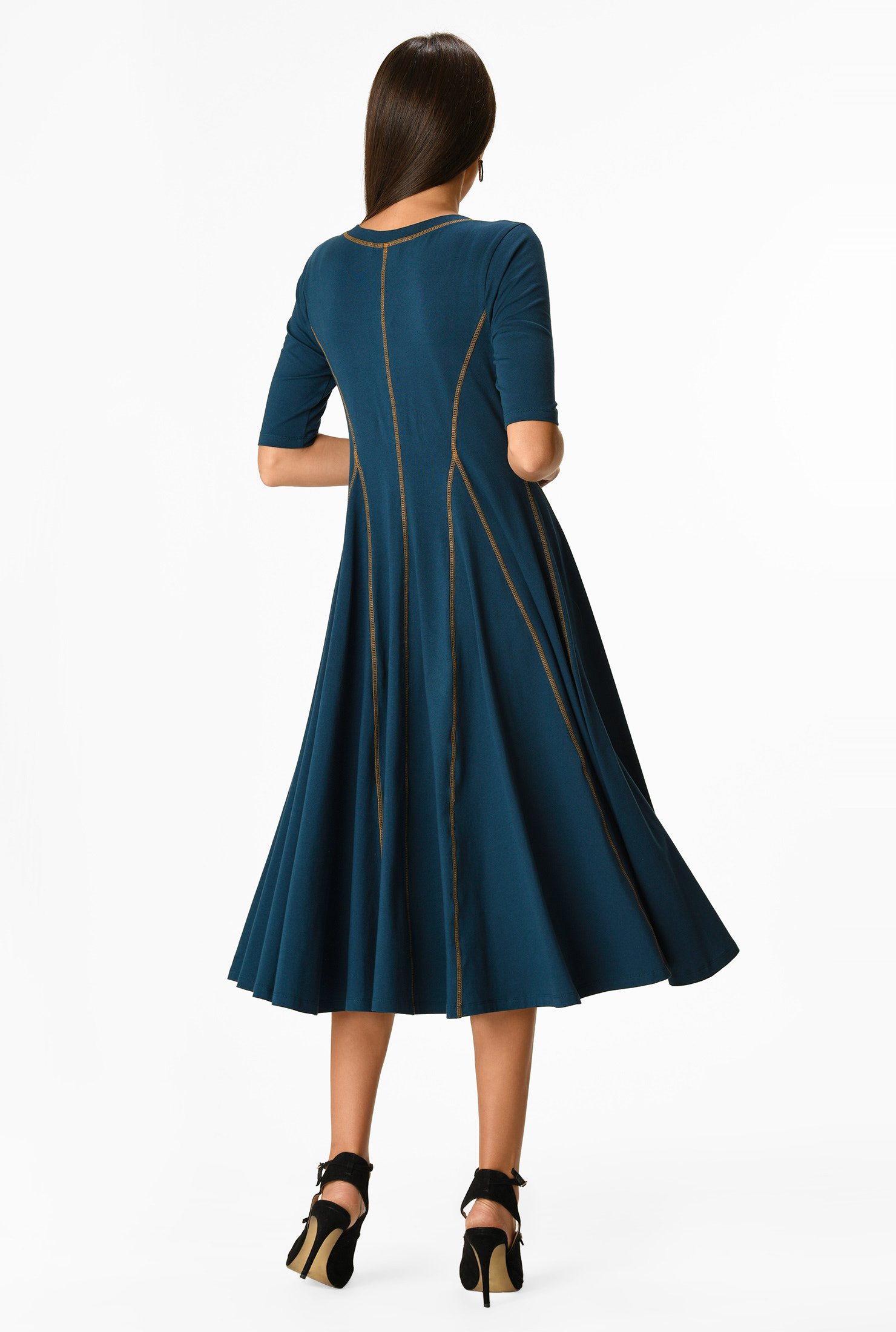 seamed knit trapeze dress