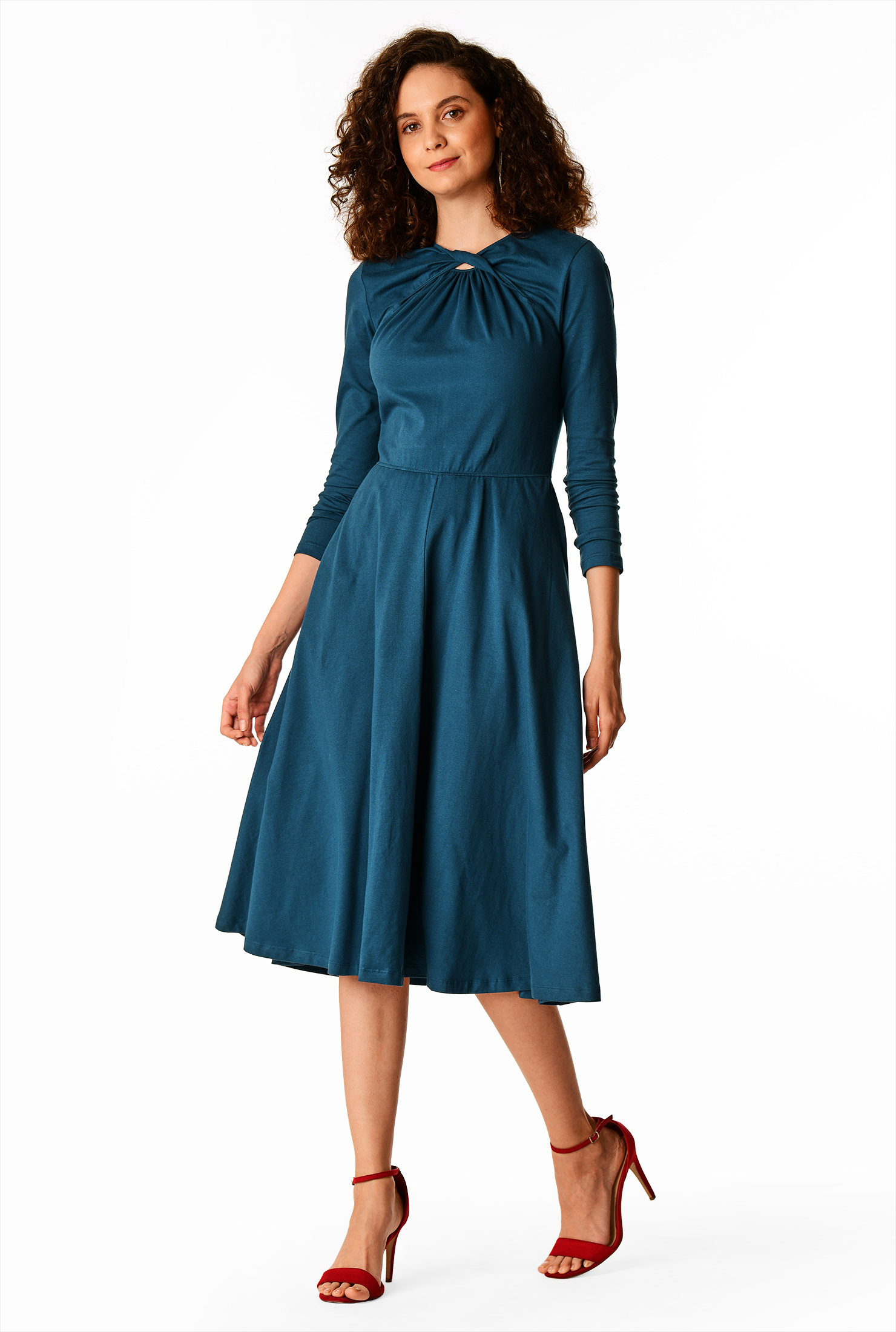 Shop Twist front cotton knit dress eShakti