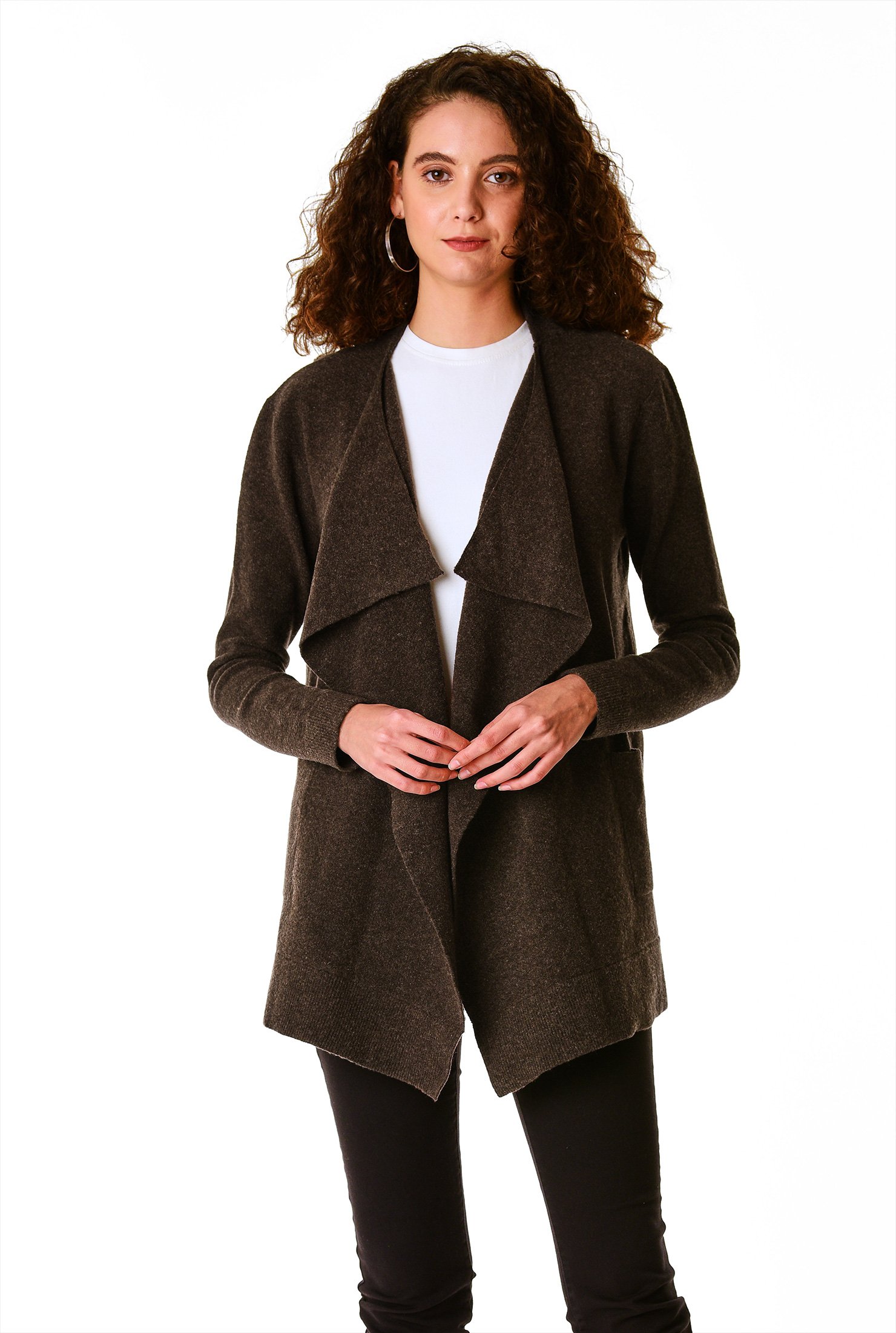 Shop Wool blend draped front cardigan | eShakti