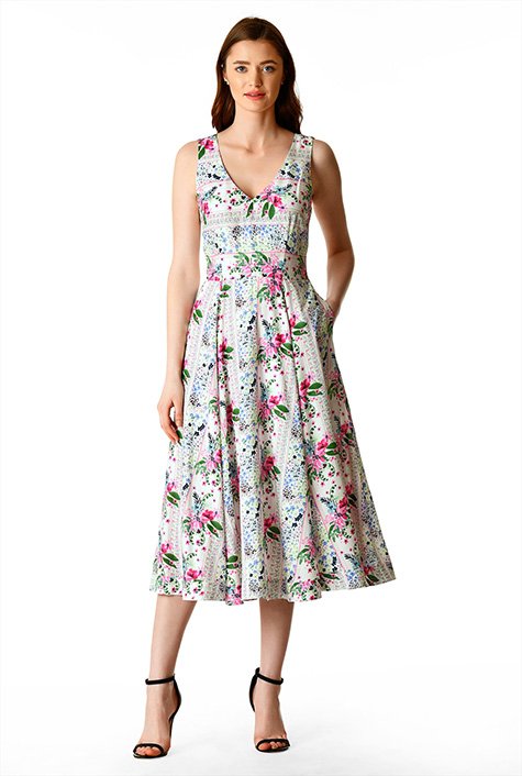 Shop Floral print fit-and-flare dress | eShakti