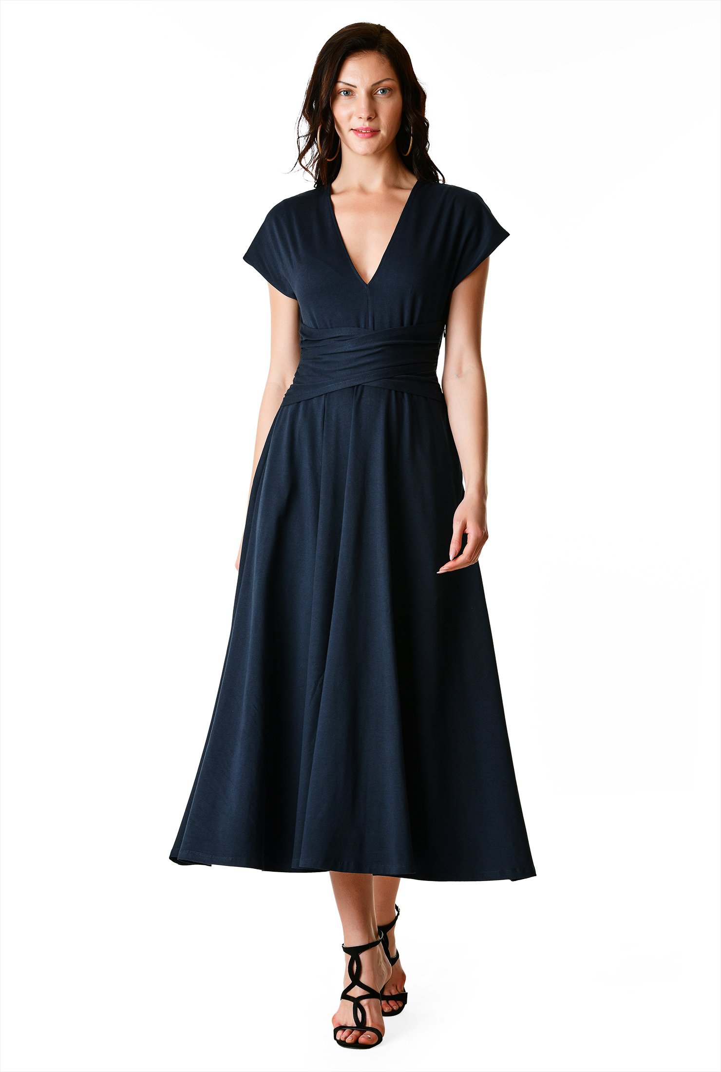 Shop Asymmetric waist cotton knit dress | eShakti