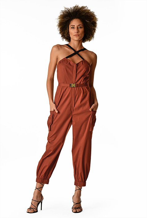 poplin cargo jumpsuit