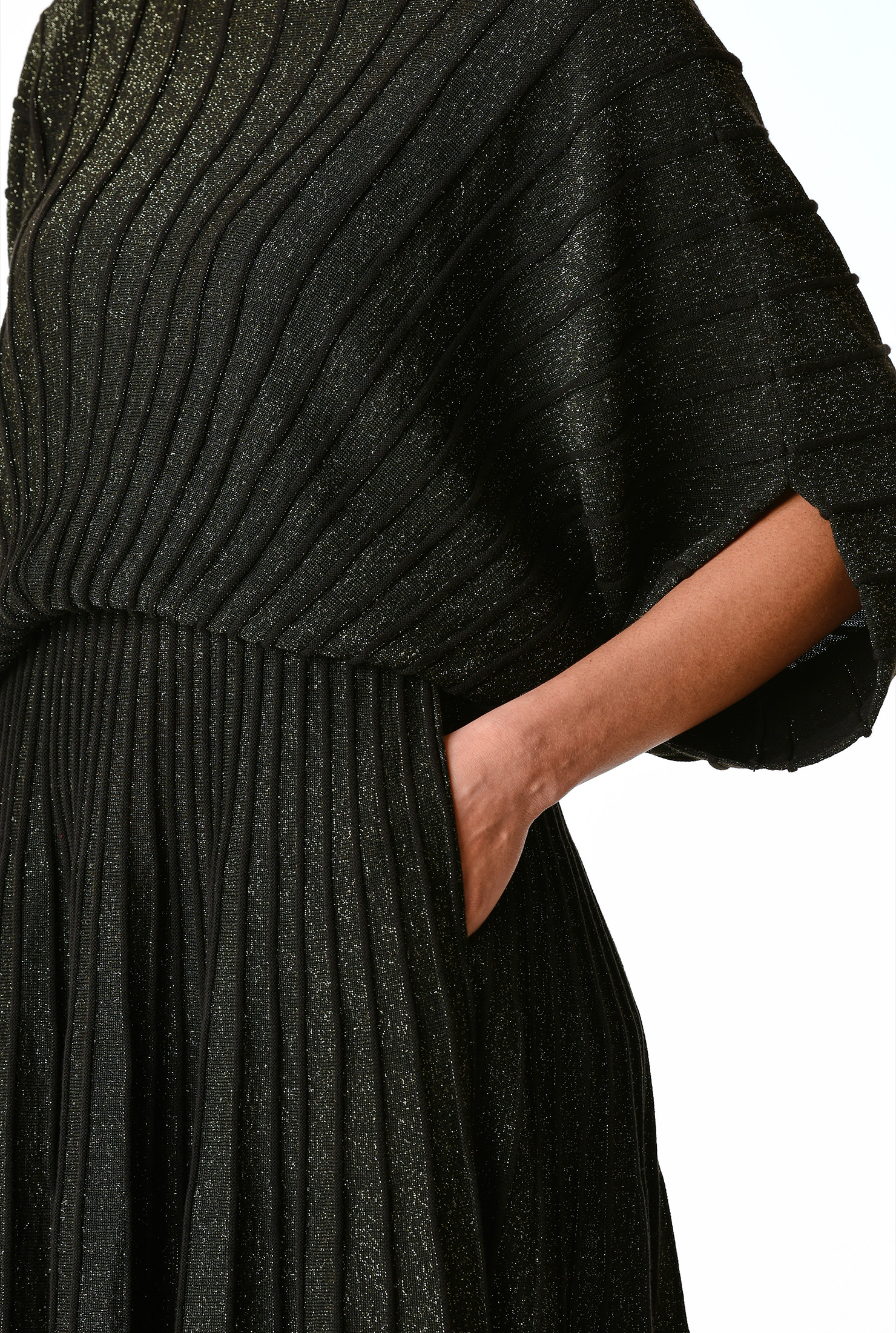 Shop Pleated metallic sweater dress eShakti