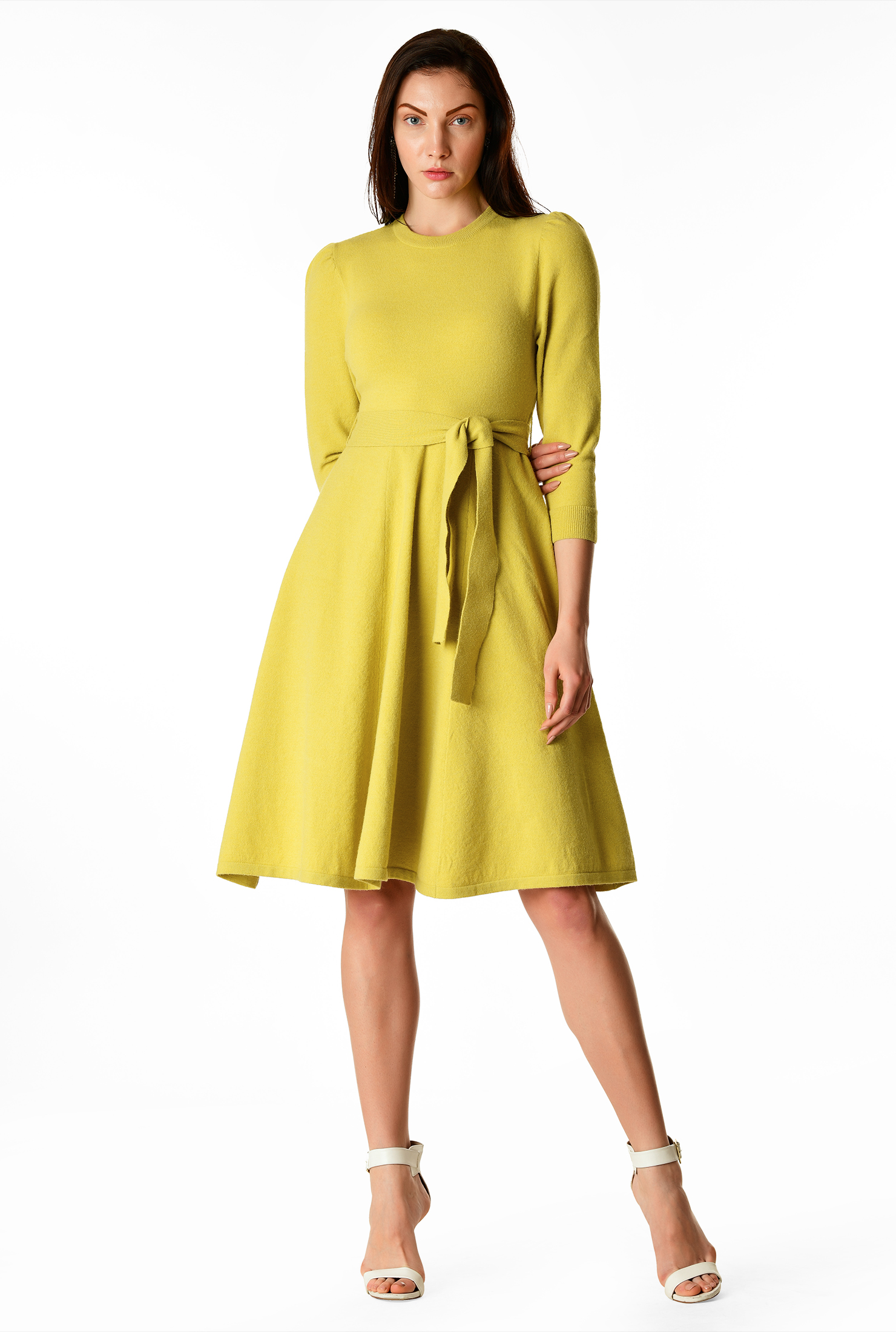 puff sleeve sweater dress