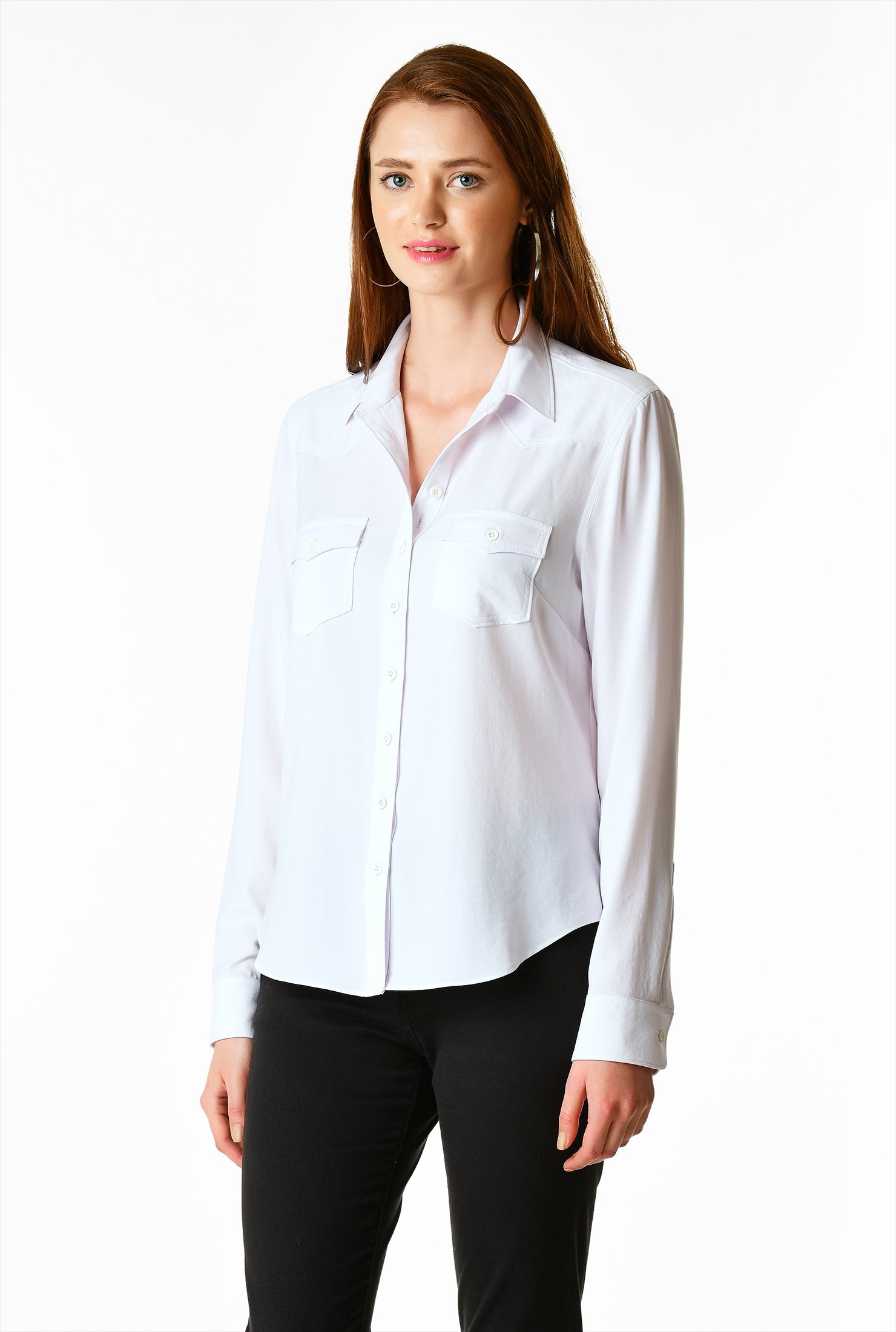 Shop Drapey twill crepe shirt | eShakti