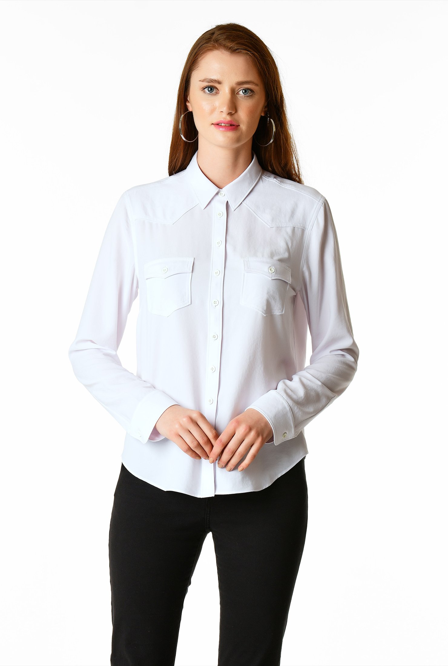 Shop Drapey twill crepe shirt | eShakti