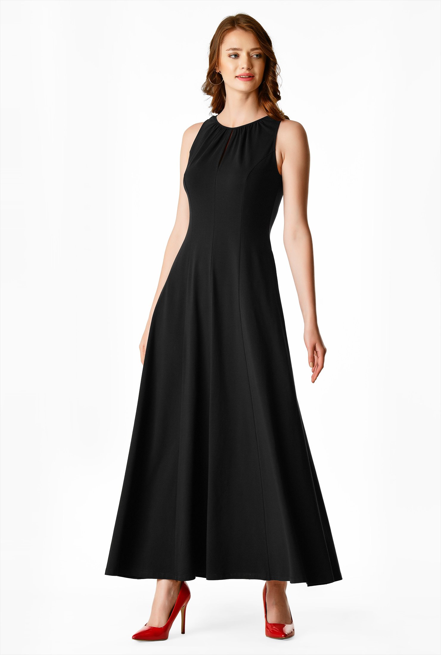 Shop Princess seamed cotton knit maxi dress | eShakti