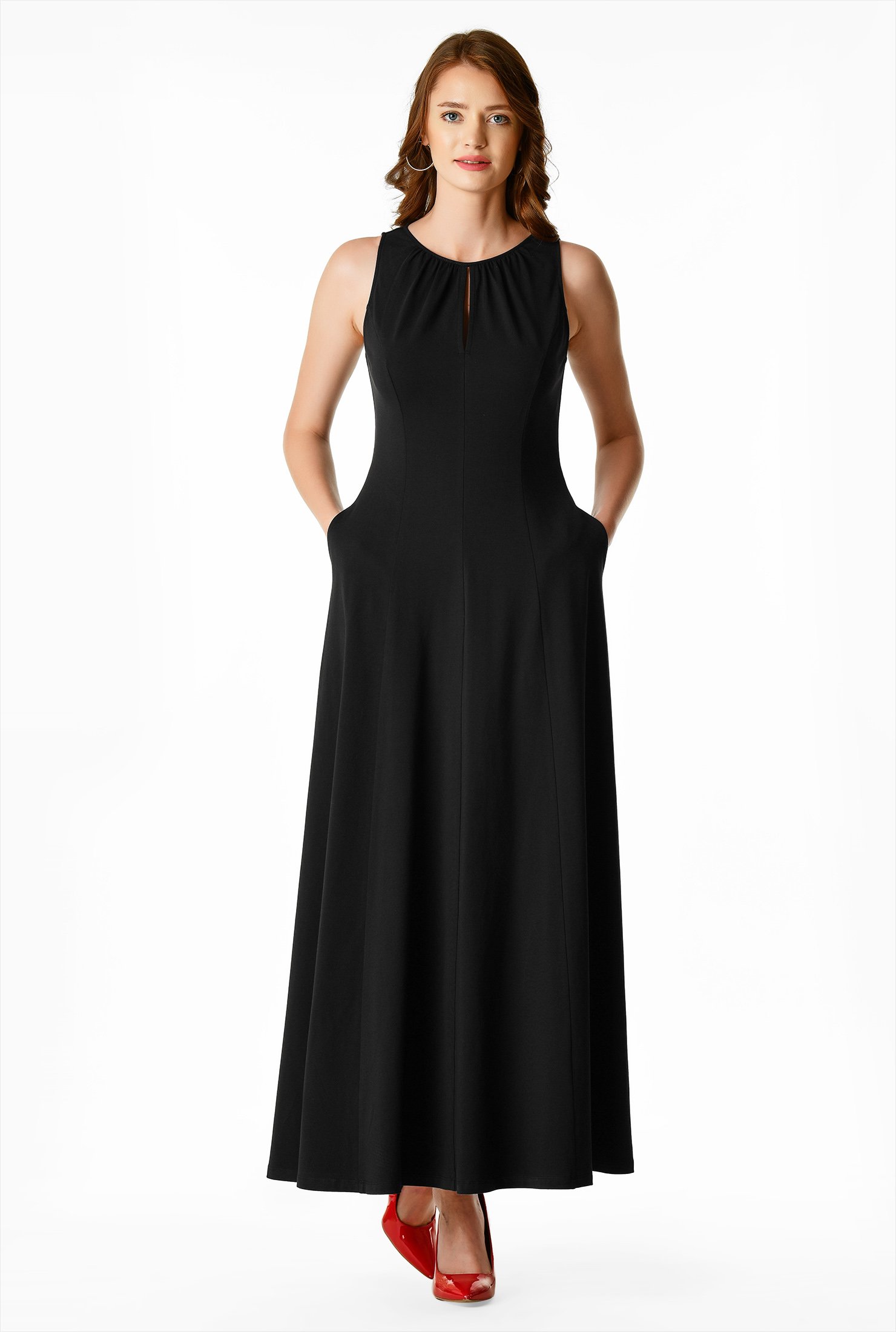 Shop Princess seamed cotton knit maxi dress | eShakti