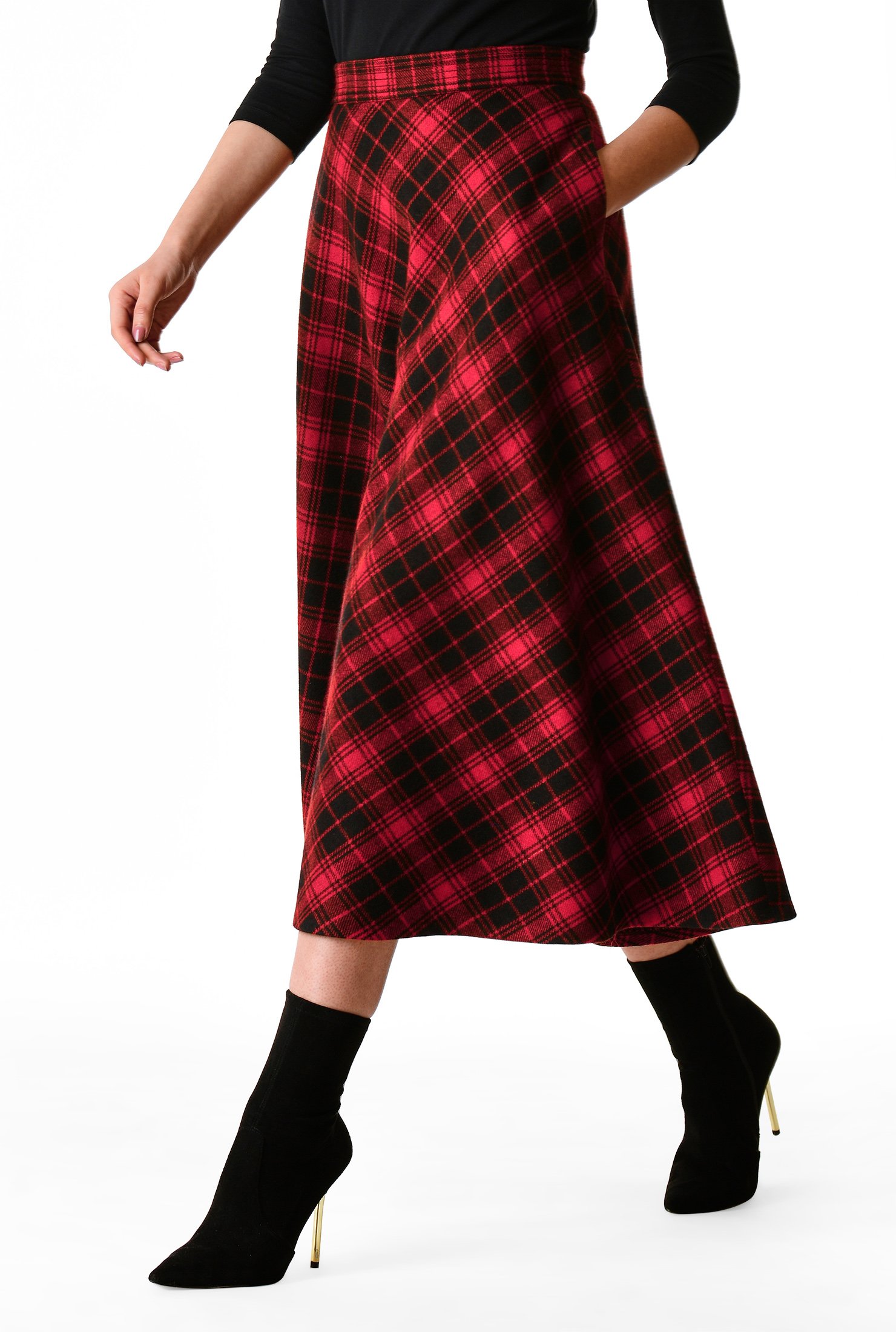 Shop Tartan check full flare skirt | eShakti