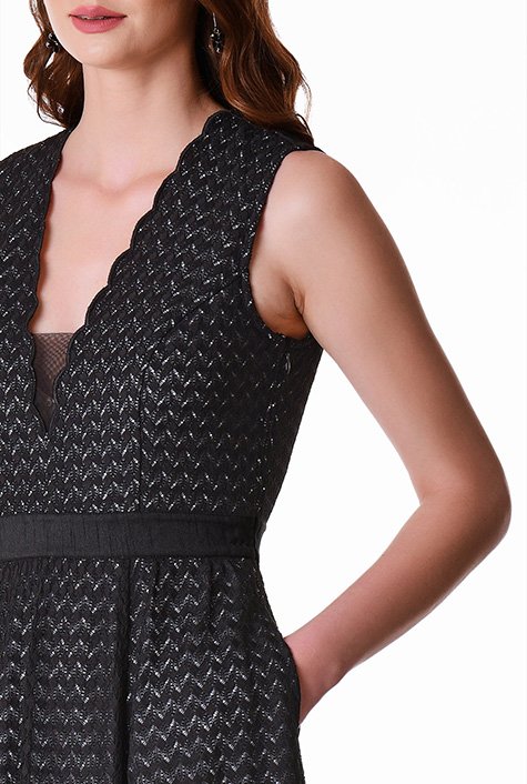 Shop Scallop trim graphic lace dress | eShakti
