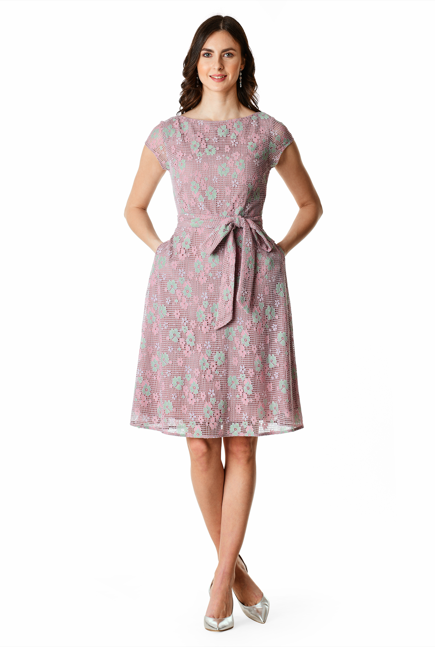 Shop Sheer floral mesh Aline dress eShakti