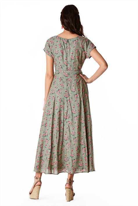 Shop Floral print surplice maxi dress | eShakti