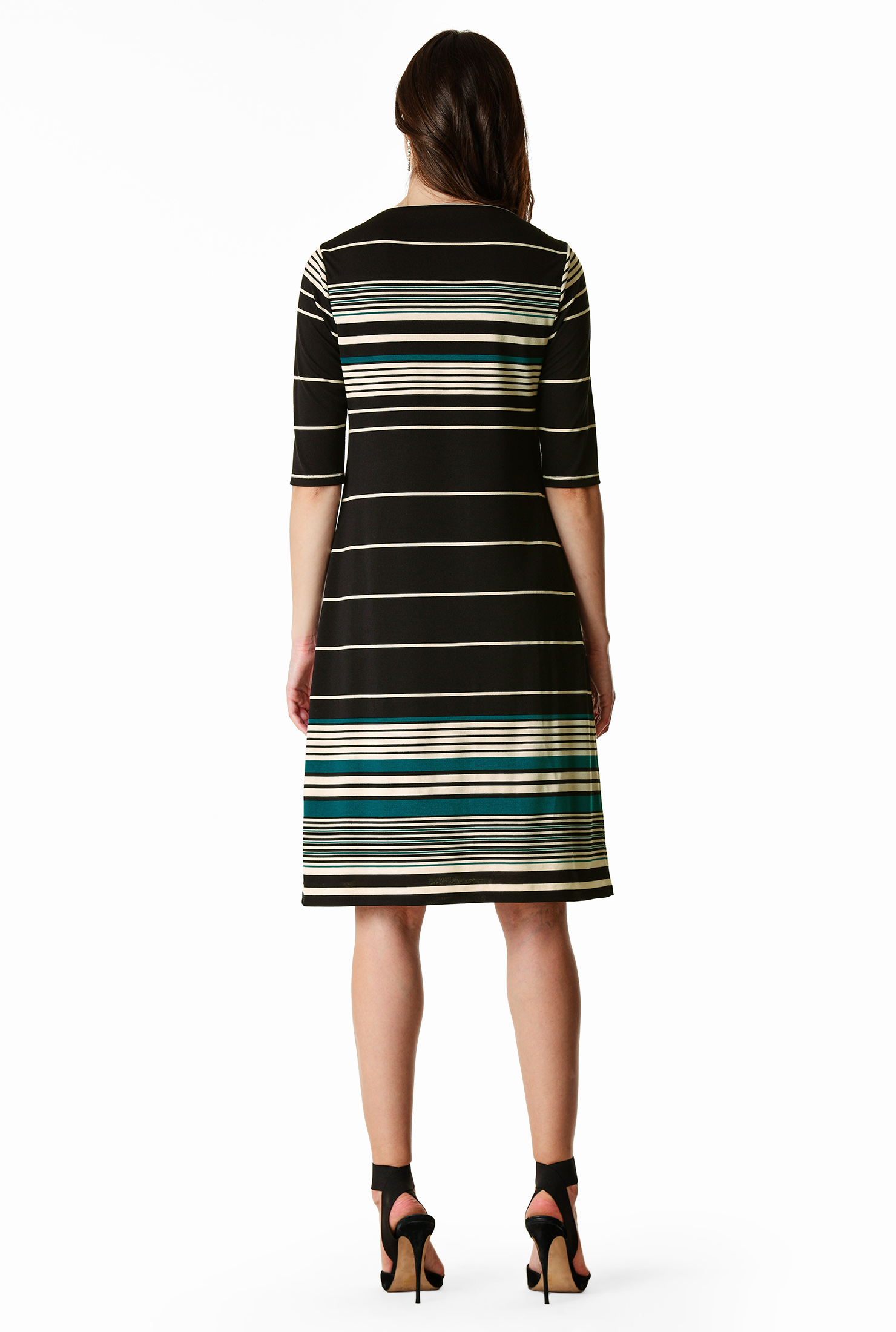 Shop Stripe jersey knit shift dress eShakti