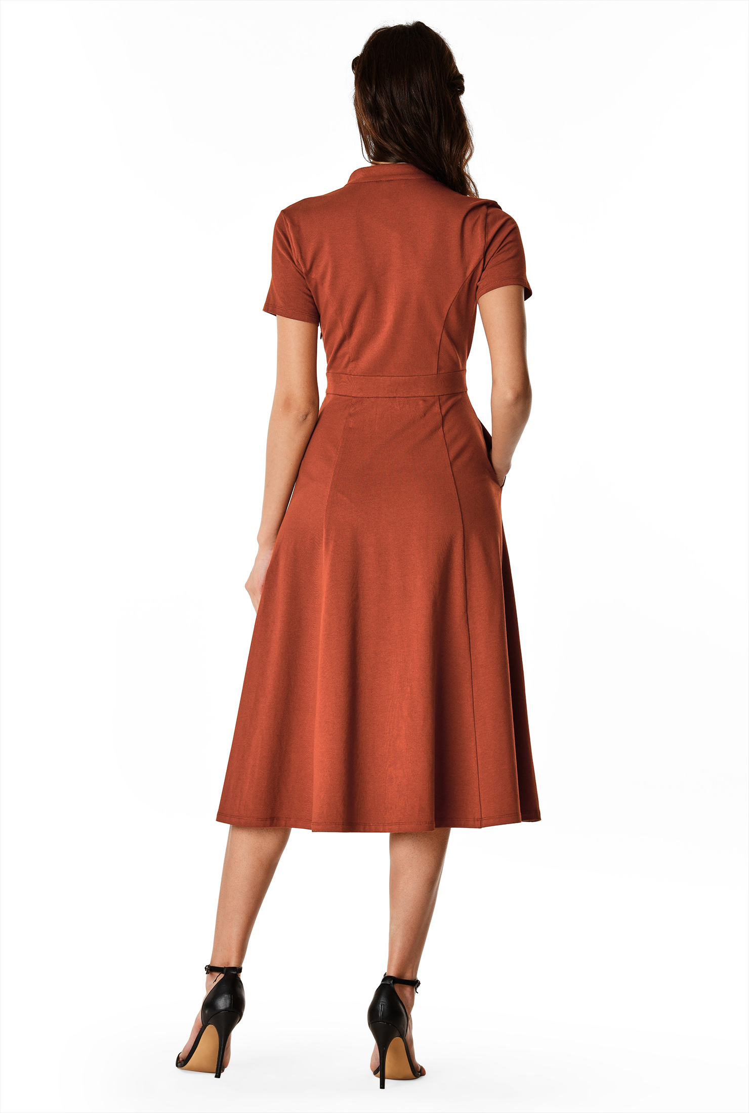 Shop Ruffle cotton jersey knit dress eShakti